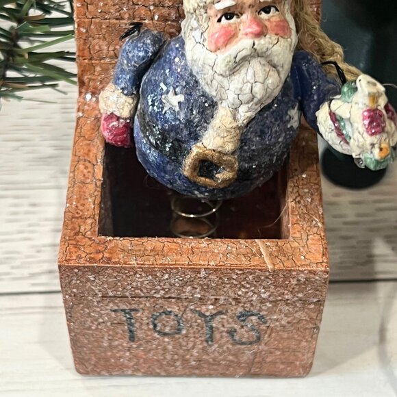 Vintage Glitter Santa Jack In The Box Reindeer Pull Toy Christmas Ornaments Lot - Picture 4 of 16